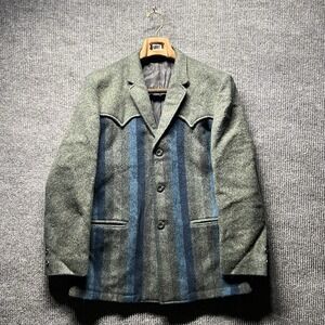 Vintage 50s/60s Lasso Western Wear Mens 40 Blazer Jacket Green Blue Wool Mohair